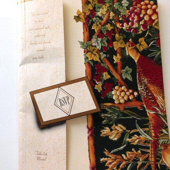 RSVP Fall Thanksgiving Tablecloth Rectangle Oblong Holiday Pheasant Bird 63 x 86 - Picture 4 of 5